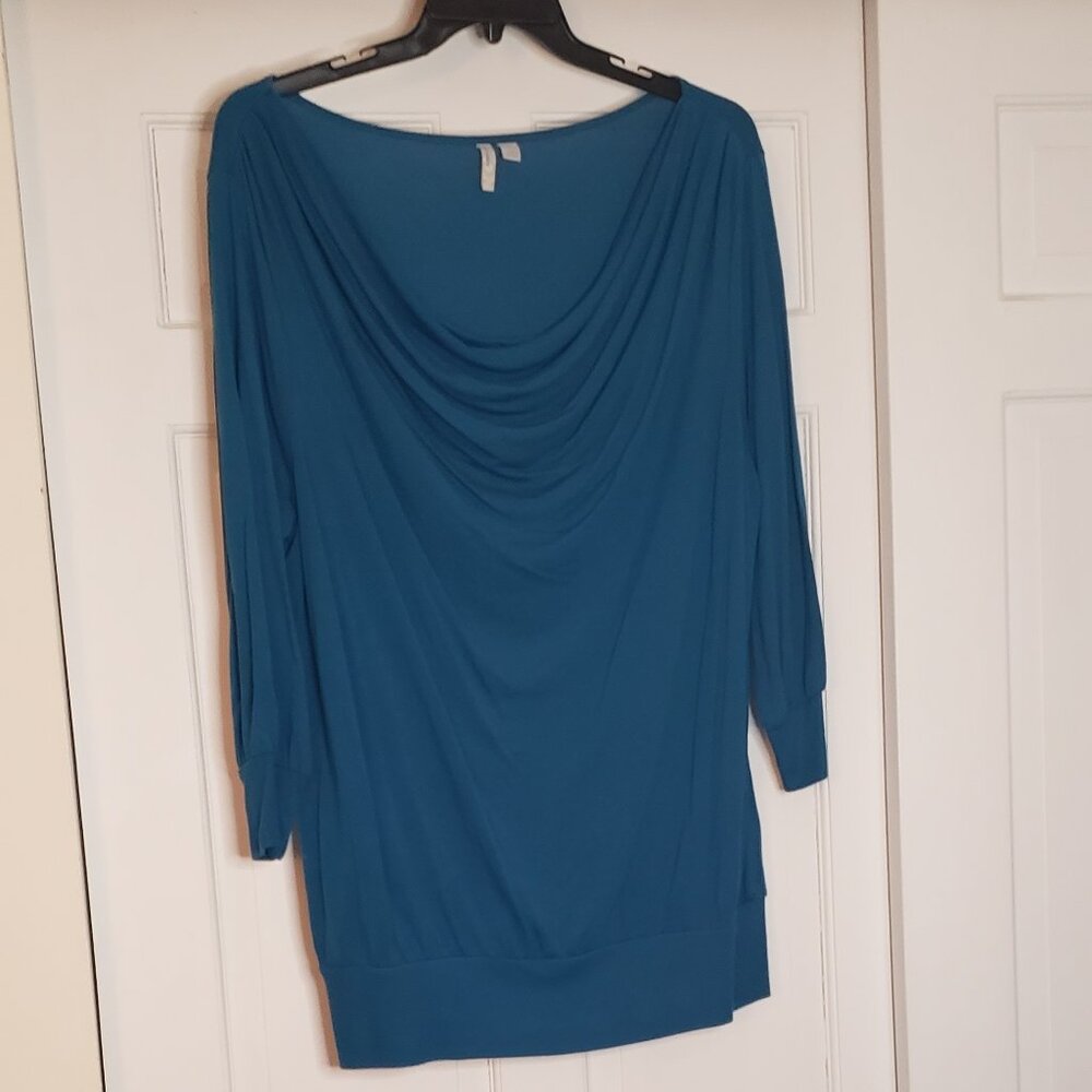 Women's 3/4 Sleeve Draped Neckline Top - Size XXL